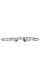 Cable Flex Bracelet, Sterling Silver with 18k Yellow Gold, Amethyst & Diamonds